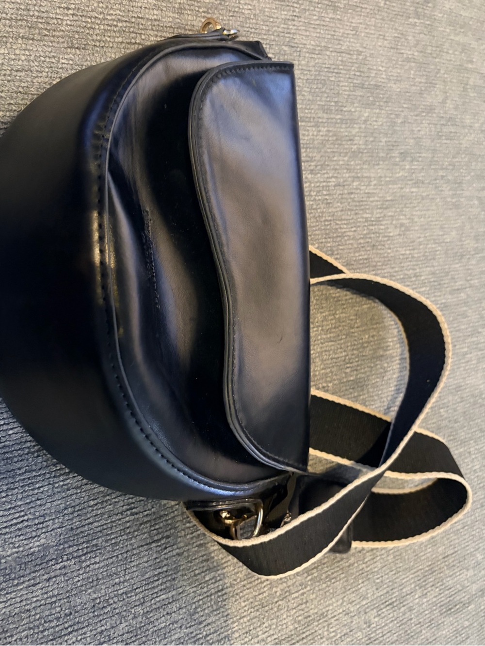 Classic Black Leather Crossbody Bag